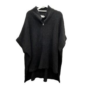 Elk Zip Front Cardigan Womens One Size Black Alpaca Wool Blend Oversize Layering